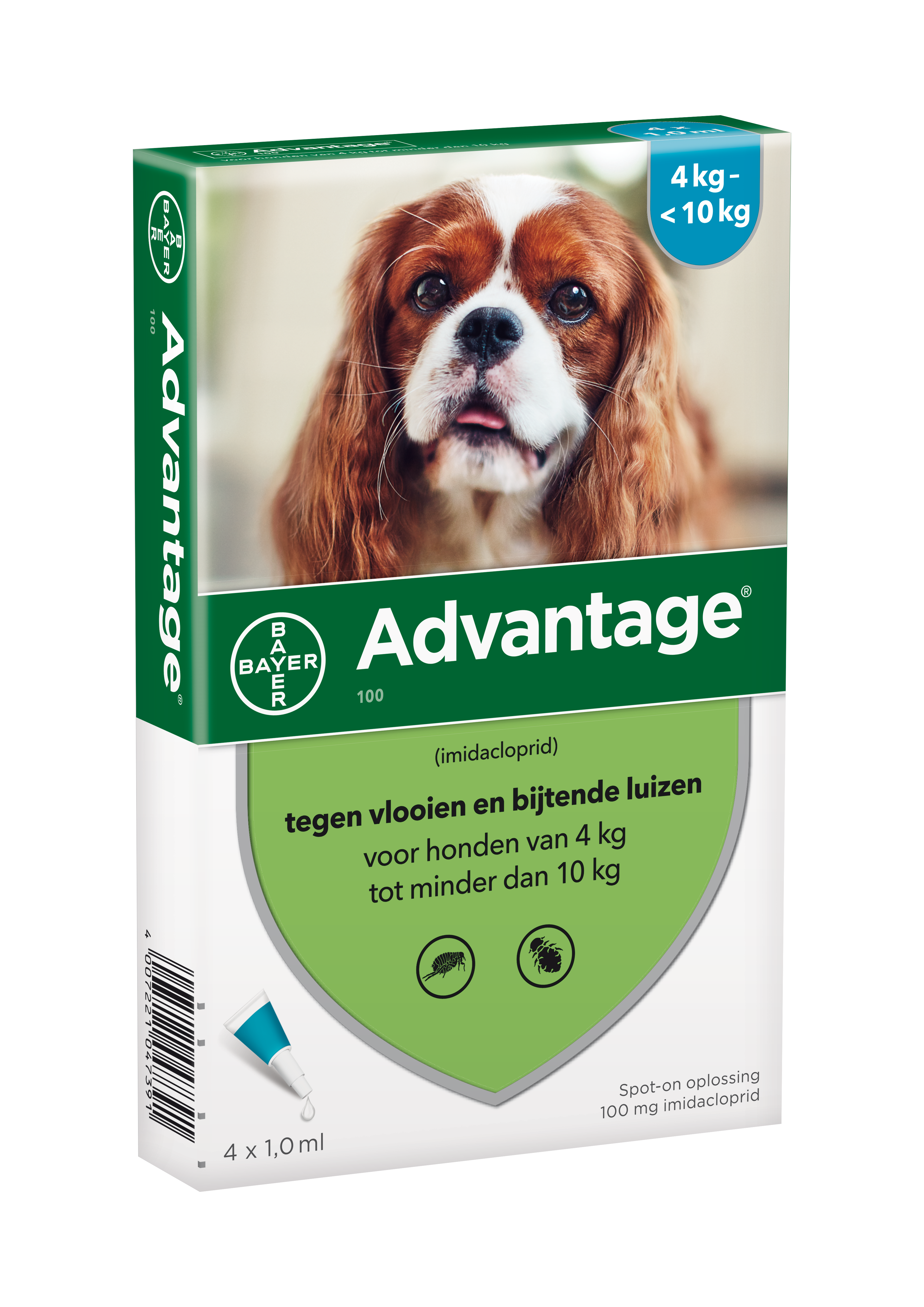 Advantage hond 100 mg <br> 4-10 kg 2 x 4 pipetten