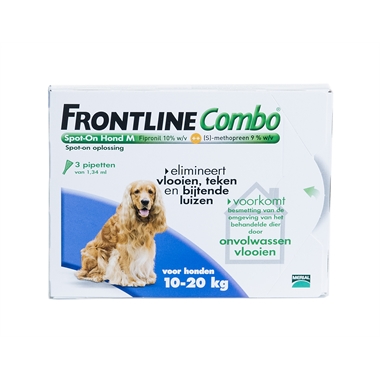 Frontline combo M <br>(10-20 kg) 3 pipetten (datumkorting)