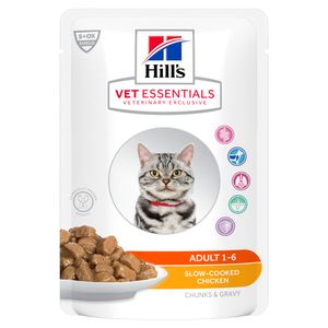 Hiil's vet essentials adult kattenvoer maaltijdzakje kip 2x 12 (24) x 85 gram