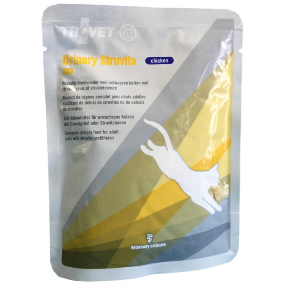 uitroepen Mysterie module Trovet Urinary Struvite ASD Chicken pouches 24 x 85 gram voor de kat.