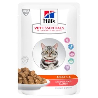 Hill's vet essentials adult kattenvoer maaltijdzakje zalm 2x 12 (24)x 85 gram