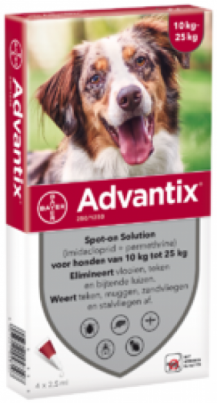 Advantix hond 10-25 kg (250/1250) 6 pipetten